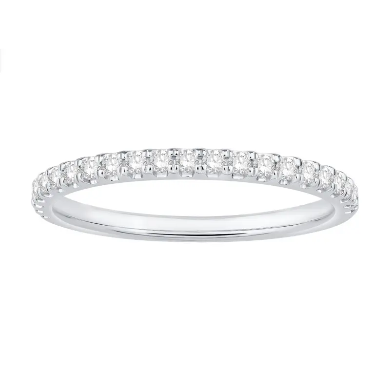 Alliance or blanc 18 carats demi-sertie de diamants — Bijouterie SIAUD Nice