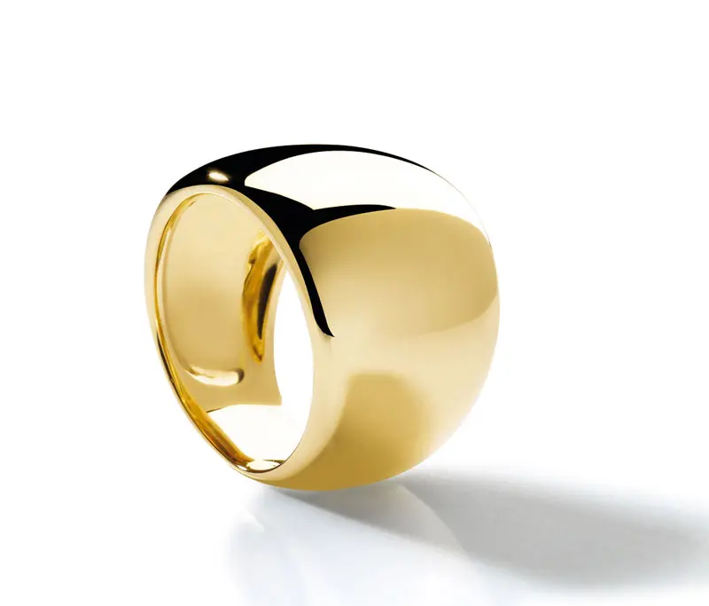 Bague large en or jaune 18 carats, chevalière joaillerie SIAUD Nice