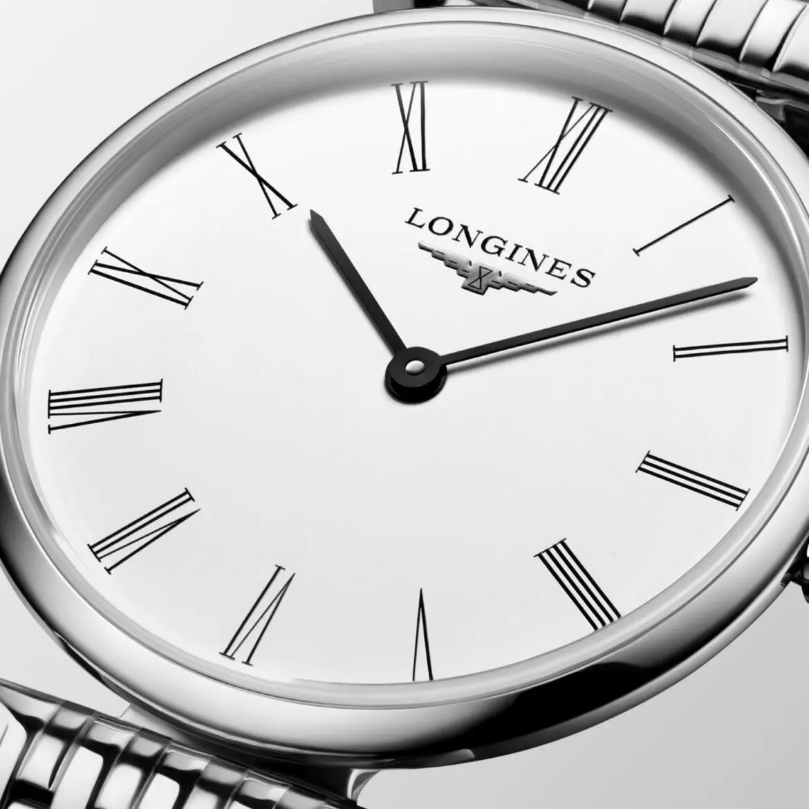 Montre à quartz Longines Grande Classique, cadran blanc et chiffres romains — Bijouterie SIAUD à Nice