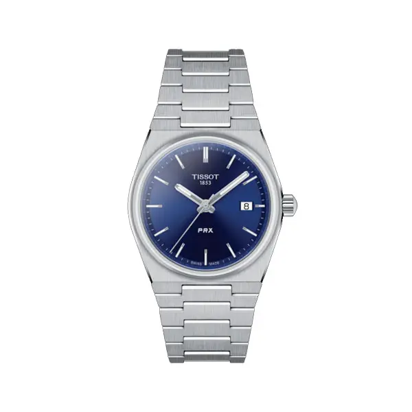 Montre à quartz suisse Tissot PRX, cadran bleu — Bijouterie SIAUD à Nice